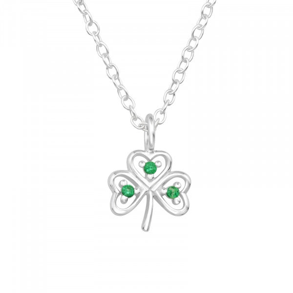 Clover Sterling Silver Necklace with Cubic Zirconia