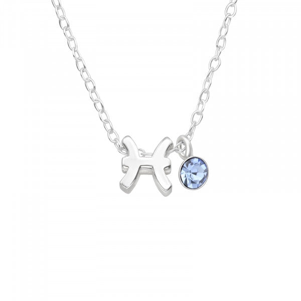 Silver Pisces Necklace with Crystal