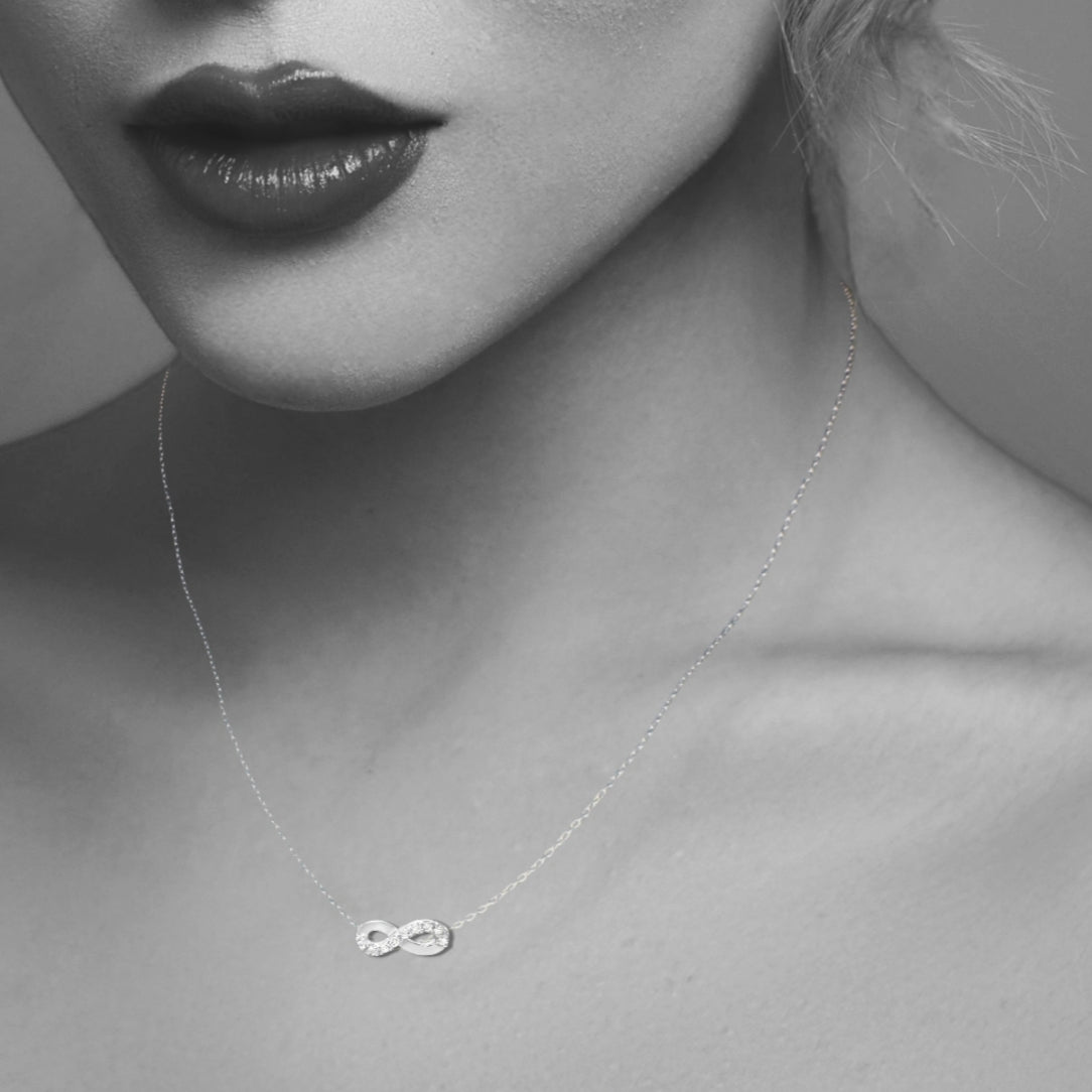 Silver Infinity Necklace with Cubic Zirconia