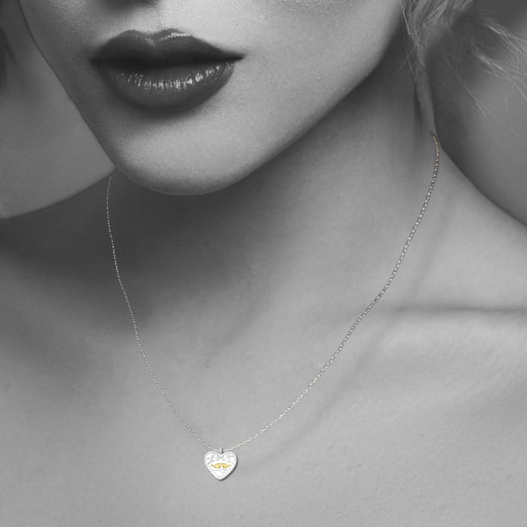 Lovebirds Sterling Silver Necklace with Cubic Zirconia