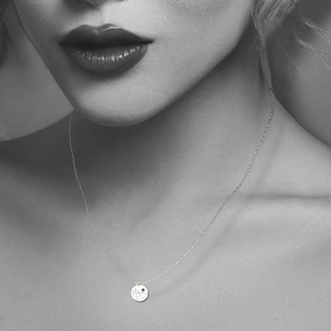 Silver Nature of moon and Sun Necklace with Crystal