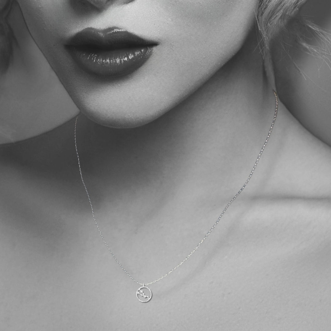 Silver Taurus Zodiac Sign Necklace