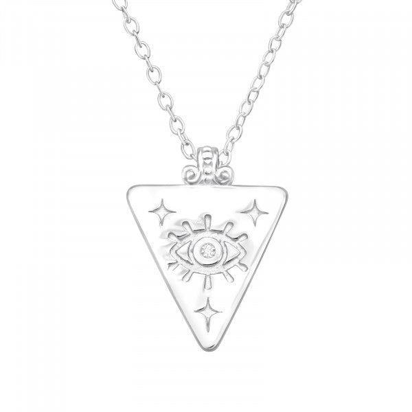 Silver Evil Eye Necklace with Cubic Zirconia