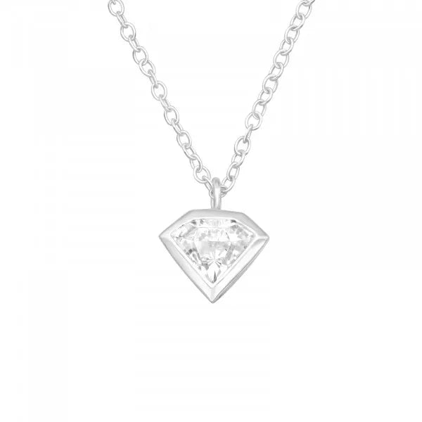 Silver Diamond Shaped Necklace