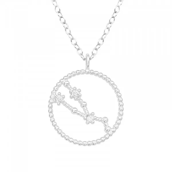 Silver Taurus Zodiac Sign Necklace