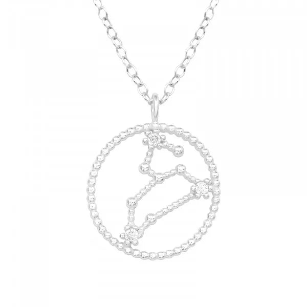 Silver Leo Zodiac Sign Necklace