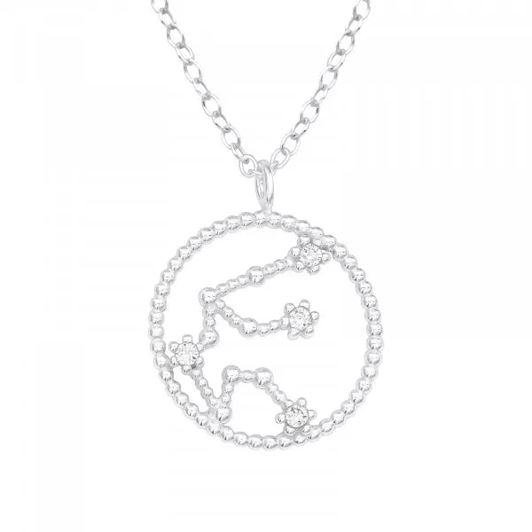 Silver Aquarius Zodiac Sign Necklace
