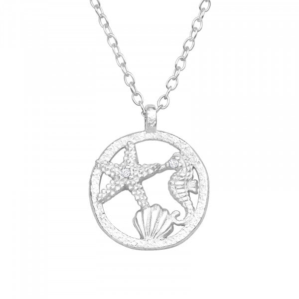 Silver Beach Themed Necklace