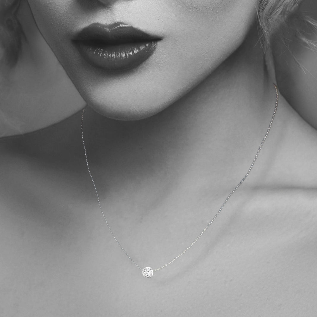 Silver Round Necklace with Cubic Zirconia