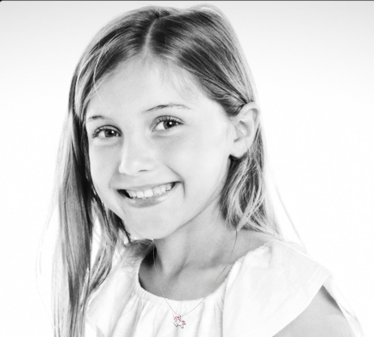 Children's Silver Unicorn Necklace with Cubic Zirconia